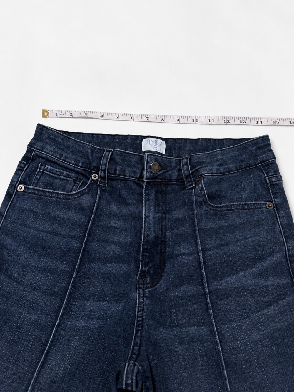 Time and Tru Women’s High Rise Wide Leg Seam Jeans Size 8 Dark Wash - Picture 7 of 9